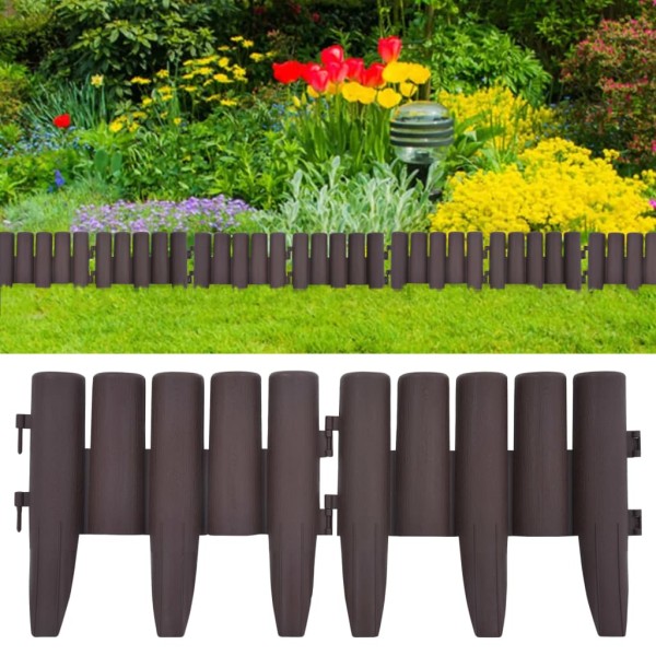 Bordes de jardín 36 unidades PP marrón 10 m Bordes de jardín 36 unidades PP marrón 10 m