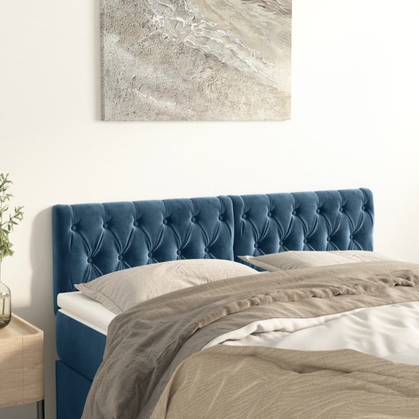 Cabeceros 2 unidades de terciopelo azul oscuro 80x7x78/88 cm Cabeceros 2 unidades de terciopelo azul oscuro 80x7x78/88 cm
