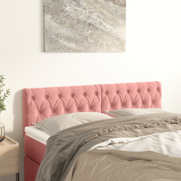 Cabeceros 2 unidades de terciopelo rosa 72x7x78/88 cm Cabeceros 2 unidades de terciopelo rosa 72x7x78/88 cm
