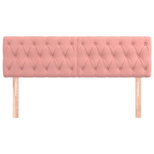 Cabeceros 2 unidades de terciopelo rosa 72x7x78/88 cm Cabeceros 2 unidades de terciopelo rosa 72x7x78/88 cm