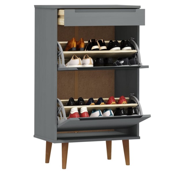 Zapatero MOLDE madera maciza de pino gris 59,5x35x103 cm Zapatero MOLDE madera maciza de pino gris 59,5x35x103 cm