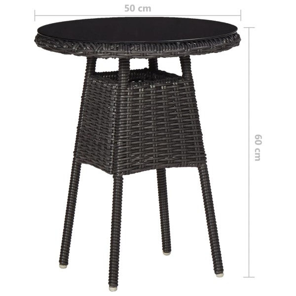 Mesa y sillas bistró de jardín 3 pzas y cojines ratán PE negro Mesa y sillas bistró de jardín 3 pzas y cojines ratán PE negro