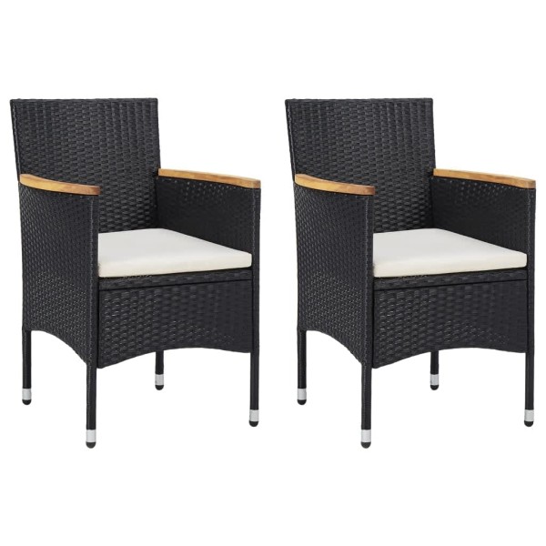 Juego muebles jardín 3 pzas con cojines ratán sintético negro Juego muebles jardín 3 pzas con cojines ratán sintético negro