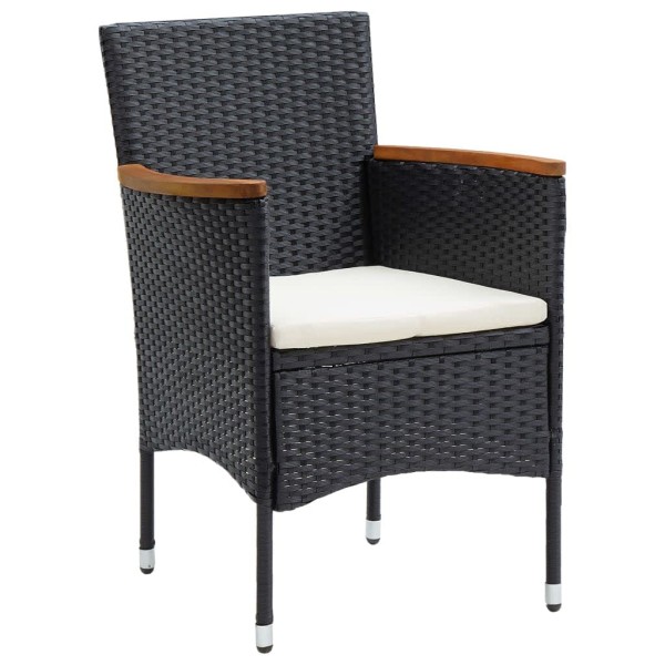 Juego muebles jardín 3 pzas con cojines ratán sintético negro Juego muebles jardín 3 pzas con cojines ratán sintético negro