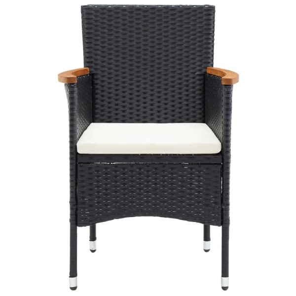 Juego muebles jardín 3 pzas con cojines ratán sintético negro Juego muebles jardín 3 pzas con cojines ratán sintético negro