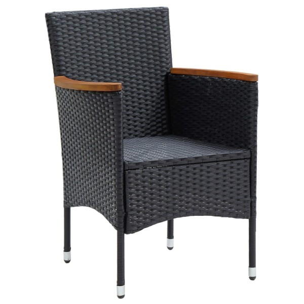 Juego muebles jardín 3 pzas con cojines ratán sintético negro Juego muebles jardín 3 pzas con cojines ratán sintético negro