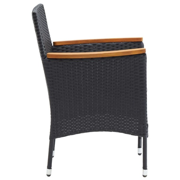Juego muebles jardín 3 pzas con cojines ratán sintético negro Juego muebles jardín 3 pzas con cojines ratán sintético negro