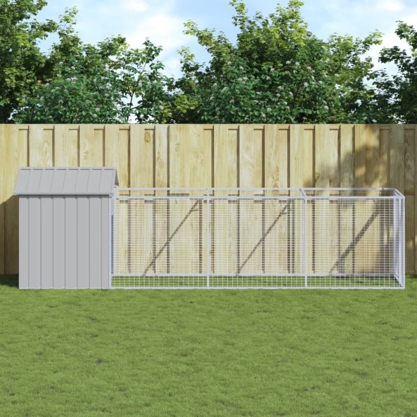 Caseta perros tejado acero galvanizado gris claro 117x405x123cm Caseta perros tejado acero galvanizado gris claro 117x405x123cm