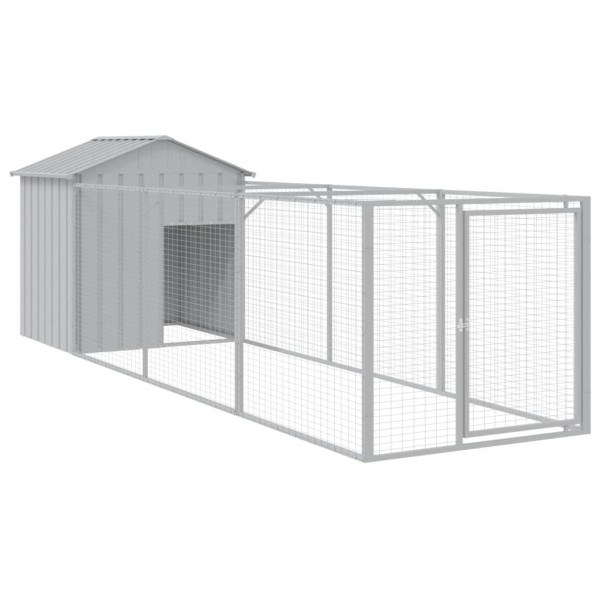Caseta perros tejado acero galvanizado gris claro 117x405x123cm Caseta perros tejado acero galvanizado gris claro 117x405x123cm