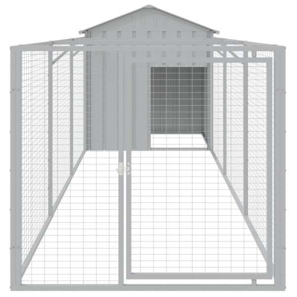 Caseta perros tejado acero galvanizado gris claro 117x405x123cm Caseta perros tejado acero galvanizado gris claro 117x405x123cm