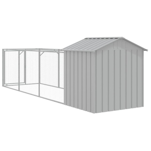 Caseta perros tejado acero galvanizado gris claro 117x405x123cm Caseta perros tejado acero galvanizado gris claro 117x405x123cm
