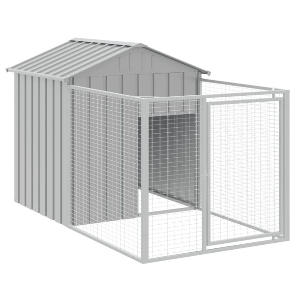 Caseta perros tejado acero galvanizado gris claro 117x405x123cm Caseta perros tejado acero galvanizado gris claro 117x405x123cm