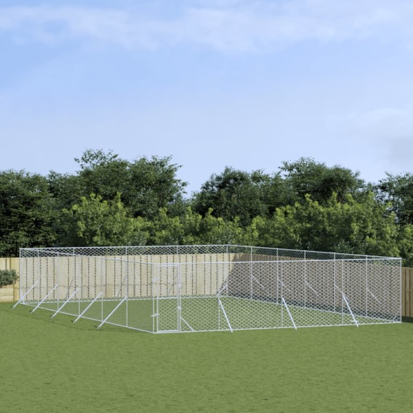 Perrera de exterior acero galvanizado plateado 8x12x2 m Perrera de exterior acero galvanizado plateado 8x12x2 m