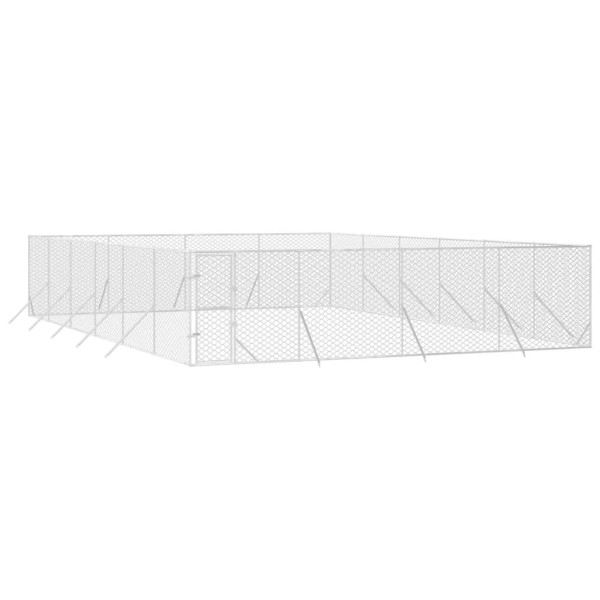 Perrera de exterior acero galvanizado plateado 8x12x2 m Perrera de exterior acero galvanizado plateado 8x12x2 m