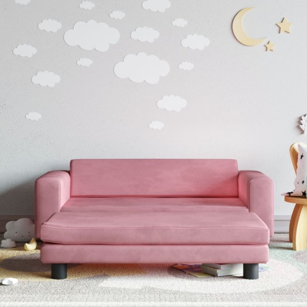 Sofá para niños con reposapiés terciopelo rosa 100x50x30 cm Sofá para niños con reposapiés terciopelo rosa 100x50x30 cm