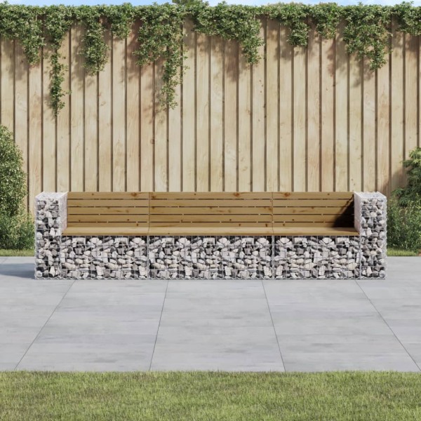 Banco jardín con gaviones madera pino impregnada 287x71x65,5 cm Banco jardín con gaviones madera pino impregnada 287x71x65,5 cm