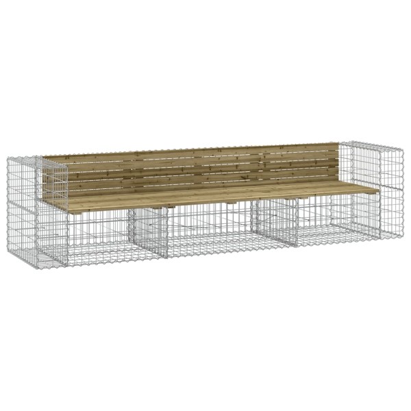 Banco jardín con gaviones madera pino impregnada 287x71x65,5 cm Banco jardín con gaviones madera pino impregnada 287x71x65,5 cm
