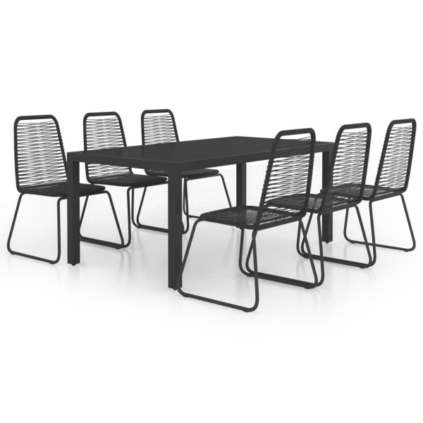Set de comedor de jardín de 7 piezas PVC ratán negro Set de comedor de jardín de 7 piezas PVC ratán negro
