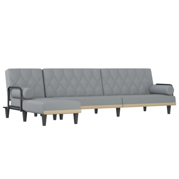 Sofá cama en forma de L tela gris claro 260x140x70 cm Sofá cama en forma de L tela gris claro 260x140x70 cm