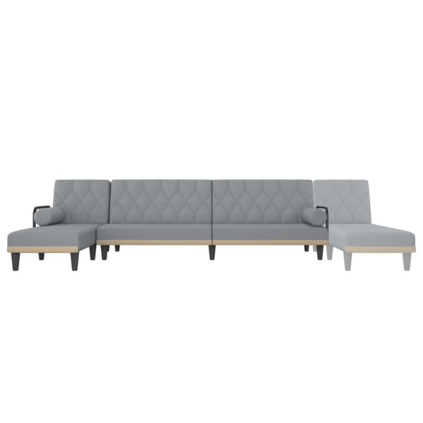 Sofá cama en forma de L tela gris claro 260x140x70 cm Sofá cama en forma de L tela gris claro 260x140x70 cm