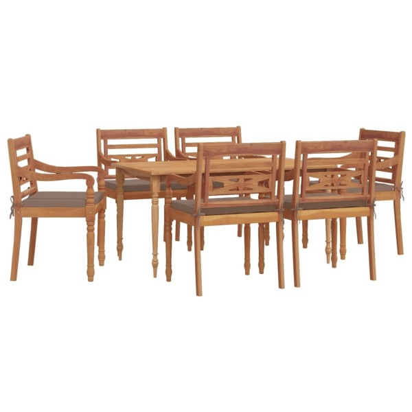 Juego comedor de jardín 7 piezas con cojines madera maciza teca Juego comedor de jardín 7 piezas con cojines madera maciza teca