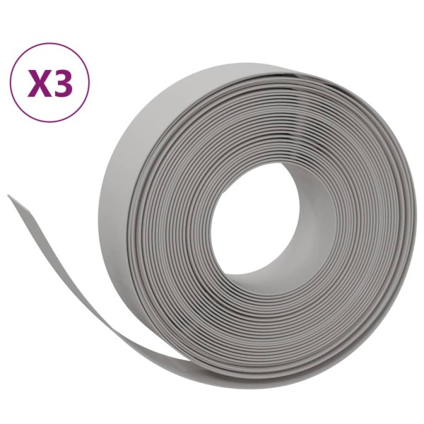 Borduras de jardín 3 uds polietileno gris 10 m 15 cm Borduras de jardín 3 uds polietileno gris 10 m 15 cm