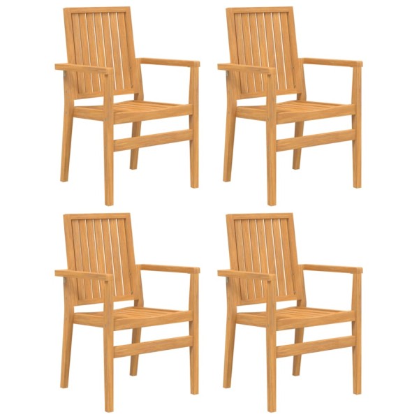 Sillas de jardín apilables 4 uds madera de teca 56,5x57,5x91 cm Sillas de jardín apilables 4 uds madera de teca 56,5x57,5x91 cm