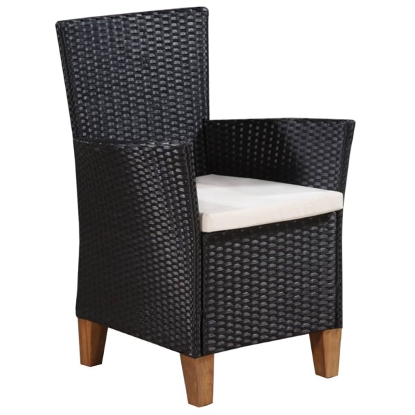 Set de comedor de jardín 5 pzas ratán sintético negro y marrón Set de comedor de jardín 5 pzas ratán sintético negro y marrón