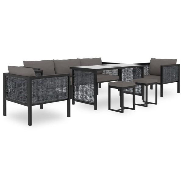 Muebles jardín 8 pzas y cojines ratán sintético gris antracita Muebles jardín 8 pzas y cojines ratán sintético gris antracita