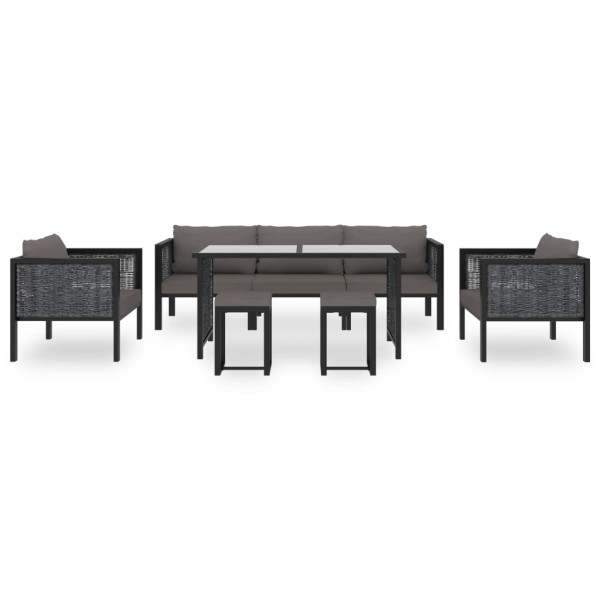 Muebles jardín 8 pzas y cojines ratán sintético gris antracita Muebles jardín 8 pzas y cojines ratán sintético gris antracita