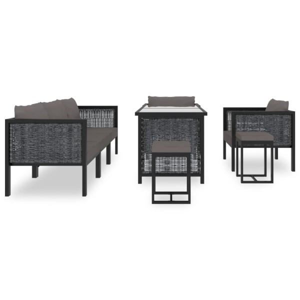 Muebles jardín 8 pzas y cojines ratán sintético gris antracita Muebles jardín 8 pzas y cojines ratán sintético gris antracita
