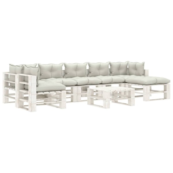 Set de muebles de palets de jardín 8 pzas madera cojines beige
