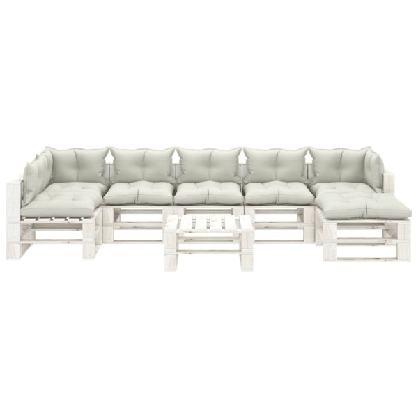 Set de muebles de palets de jardín 8 pzas madera cojines beige