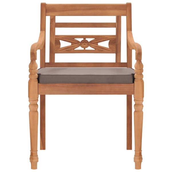 Juego comedor de jardín 3 pzas cojines gris oscuro madera teca Juego comedor de jardín 3 pzas cojines gris oscuro madera teca
