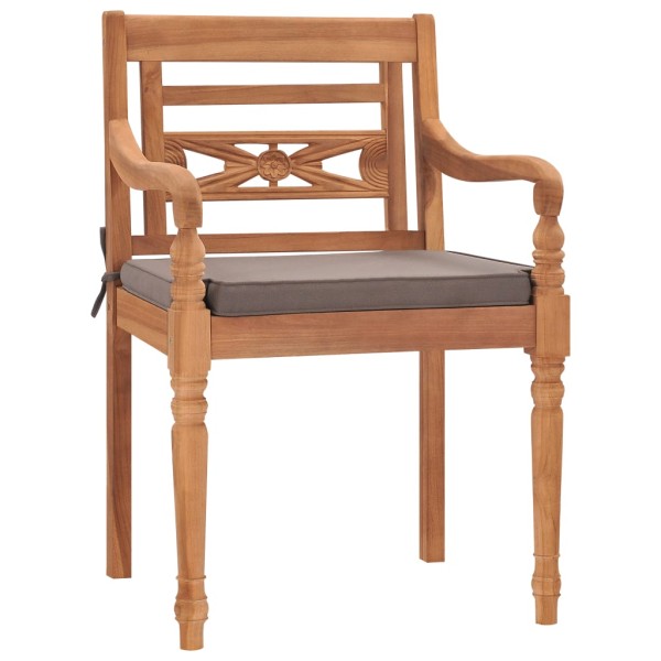 Juego comedor de jardín 3 pzas cojines gris oscuro madera teca Juego comedor de jardín 3 pzas cojines gris oscuro madera teca