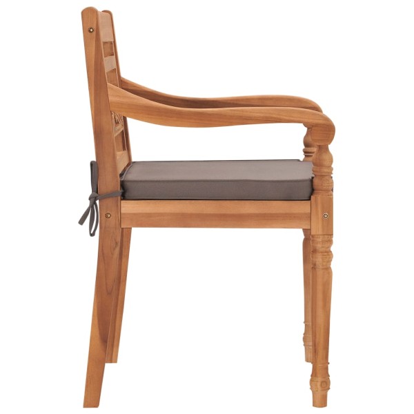 Juego comedor de jardín 3 pzas cojines gris oscuro madera teca Juego comedor de jardín 3 pzas cojines gris oscuro madera teca