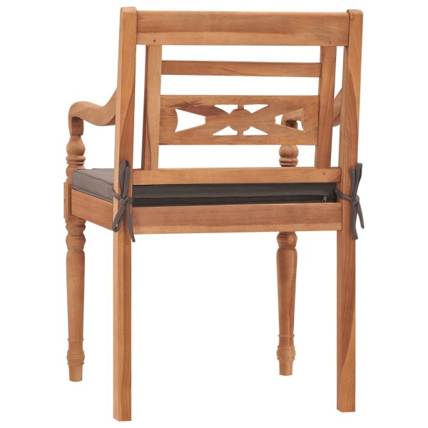 Juego comedor de jardín 3 pzas cojines gris oscuro madera teca Juego comedor de jardín 3 pzas cojines gris oscuro madera teca
