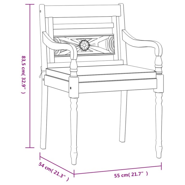 Juego comedor de jardín 3 pzas cojines gris oscuro madera teca Juego comedor de jardín 3 pzas cojines gris oscuro madera teca