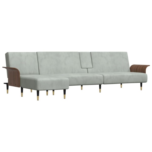Sofá cama en forma de L terciopelo gris claro 279x140x70 cm Sofá cama en forma de L terciopelo gris claro 279x140x70 cm