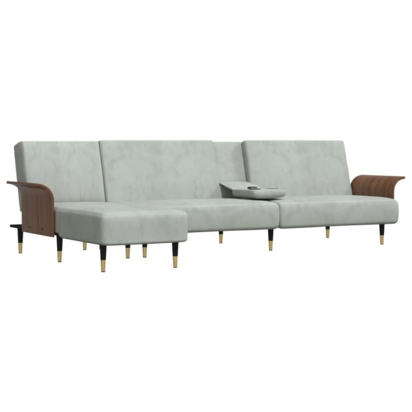 Sofá cama en forma de L terciopelo gris claro 279x140x70 cm Sofá cama en forma de L terciopelo gris claro 279x140x70 cm