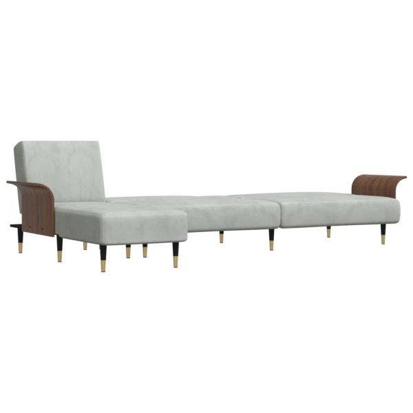 Sofá cama en forma de L terciopelo gris claro 279x140x70 cm Sofá cama en forma de L terciopelo gris claro 279x140x70 cm