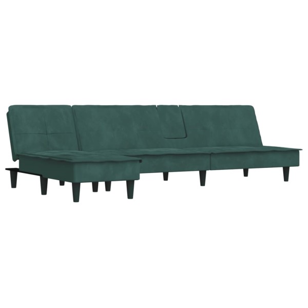 Sofá cama en forma de L terciopelo verde oscuro 255x140x70 cm Sofá cama en forma de L terciopelo verde oscuro 255x140x70 cm