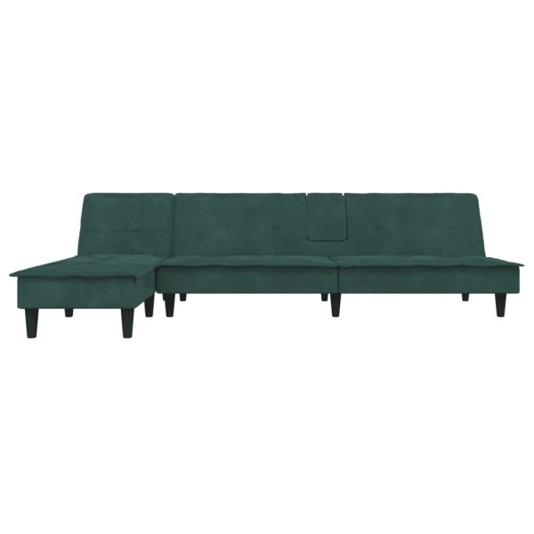 Sofá cama en forma de L terciopelo verde oscuro 255x140x70 cm Sofá cama en forma de L terciopelo verde oscuro 255x140x70 cm