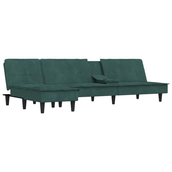 Sofá cama en forma de L terciopelo verde oscuro 255x140x70 cm Sofá cama en forma de L terciopelo verde oscuro 255x140x70 cm