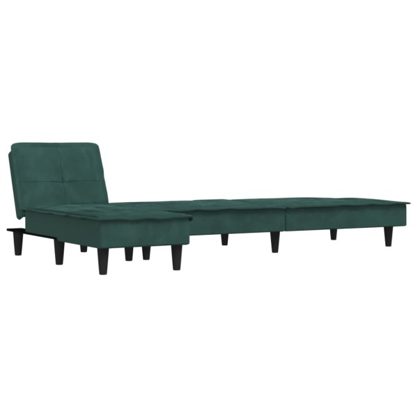Sofá cama en forma de L terciopelo verde oscuro 255x140x70 cm Sofá cama en forma de L terciopelo verde oscuro 255x140x70 cm