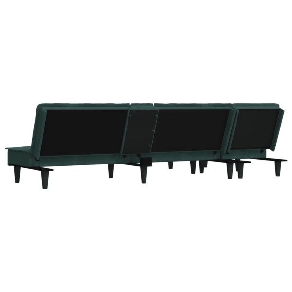 Sofá cama en forma de L terciopelo verde oscuro 255x140x70 cm Sofá cama en forma de L terciopelo verde oscuro 255x140x70 cm