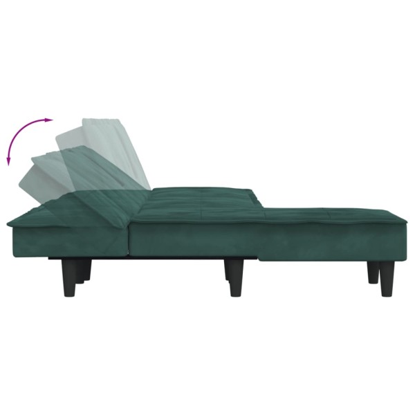 Sofá cama en forma de L terciopelo verde oscuro 255x140x70 cm Sofá cama en forma de L terciopelo verde oscuro 255x140x70 cm