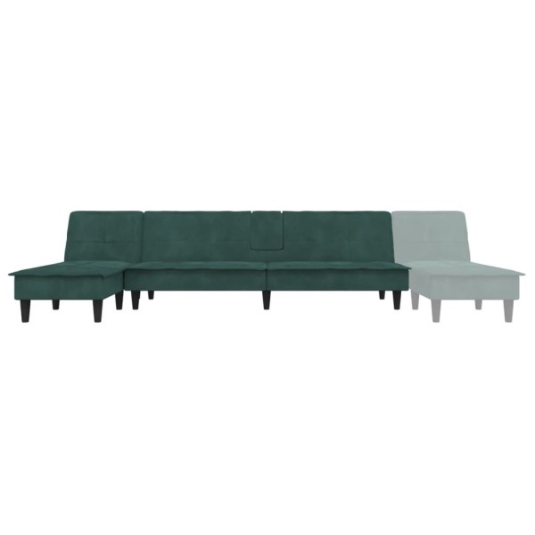 Sofá cama en forma de L terciopelo verde oscuro 255x140x70 cm Sofá cama en forma de L terciopelo verde oscuro 255x140x70 cm