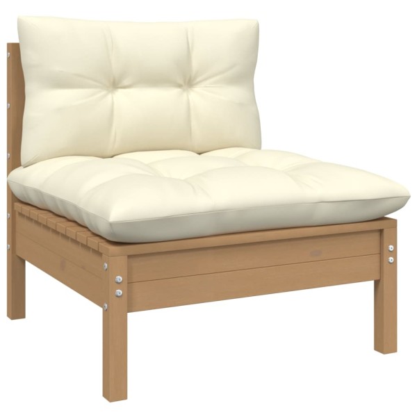 Muebles de jardín 13 piezas cojines madera de pino crema Muebles de jardín 13 piezas cojines madera de pino crema