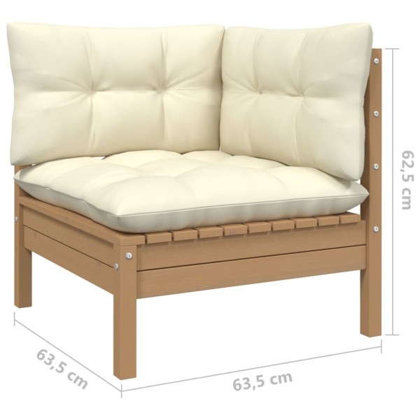 Muebles de jardín 13 piezas cojines madera de pino crema Muebles de jardín 13 piezas cojines madera de pino crema
